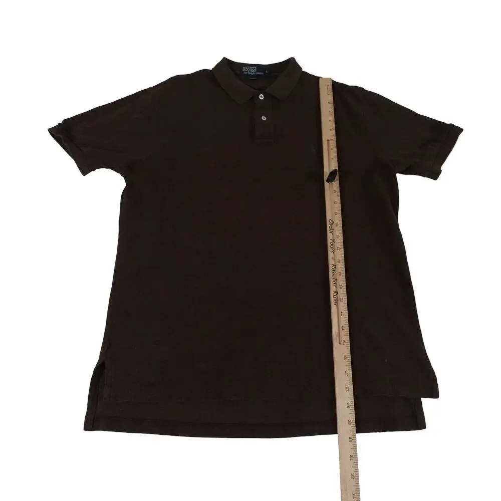 Ralph Lauren Vintage Brown Green Pony Golf Polo Shirt Men's Large